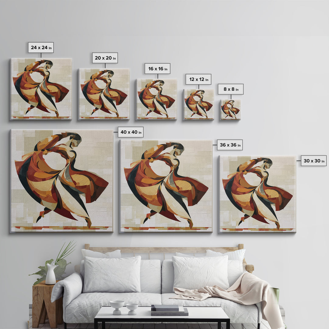 Dancer Figure Fractured into Vibrant Movement Canvas Print, Expressionist Art, Colorful Wall Art, Living Room Decor, Expression, EXP-1x1-100
