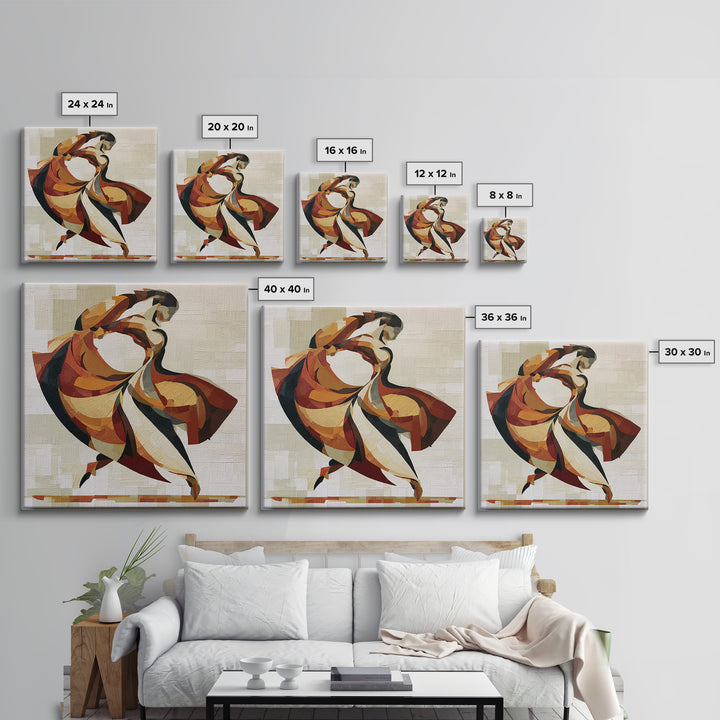 Dancer Figure Fractured into Vibrant Movement Canvas Print, Expressionist Art, Colorful Wall Art, Living Room Decor, Expression, EXP-1x1-100