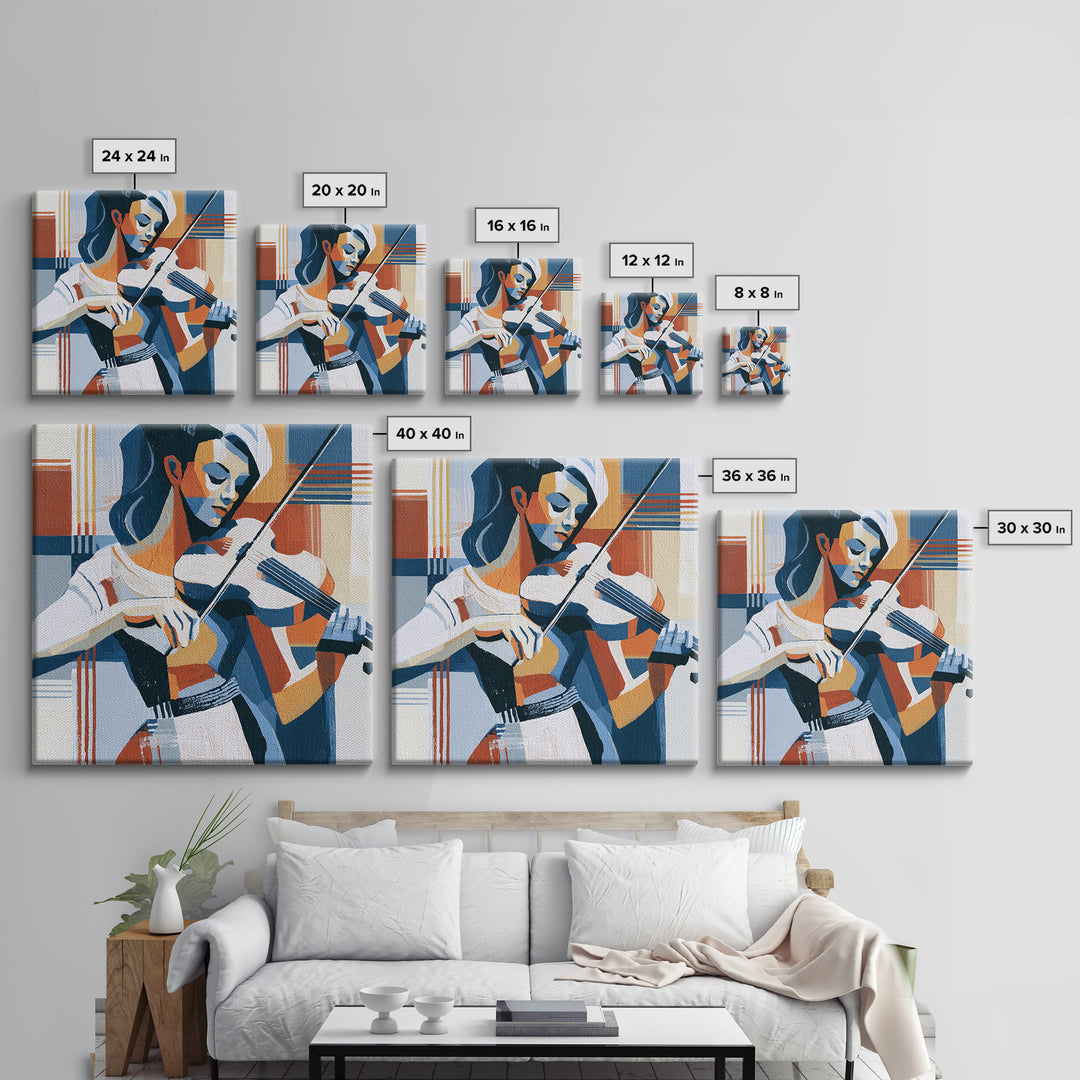 Violinist Painted in Electric Brush Marks Canvas Print, Expressionist Art, Colorful Wall Art, Living Room Decor, Expression, EXP-1x1-13