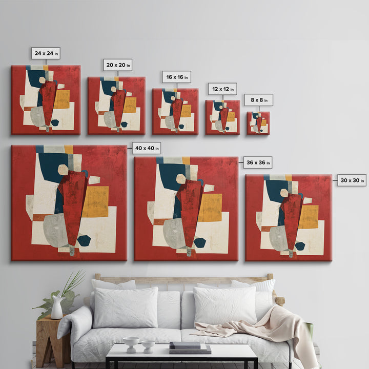 Red Room Interior Abstraction Without Realistic Furniture Canvas Print, Expressionist Art, Living Room Decor, Abstract Art, EXP-1x1-19