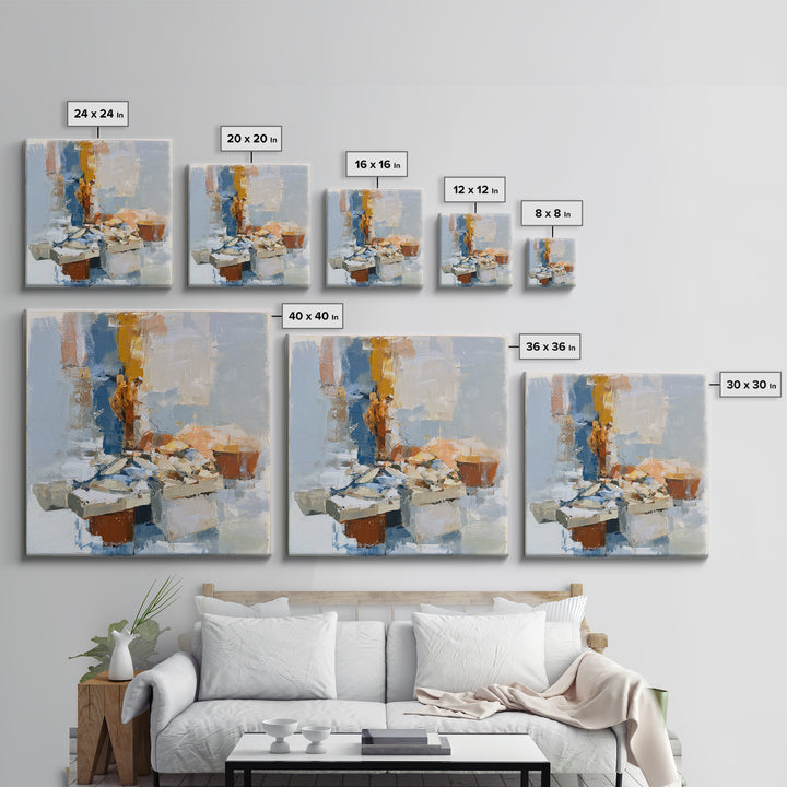 Fish Market Scene Canvas Print, Expressionist Art, Modern Wall Art, Living Room Decor, Fine Art, Expression, Fine Art Print, EXP-1x1-22