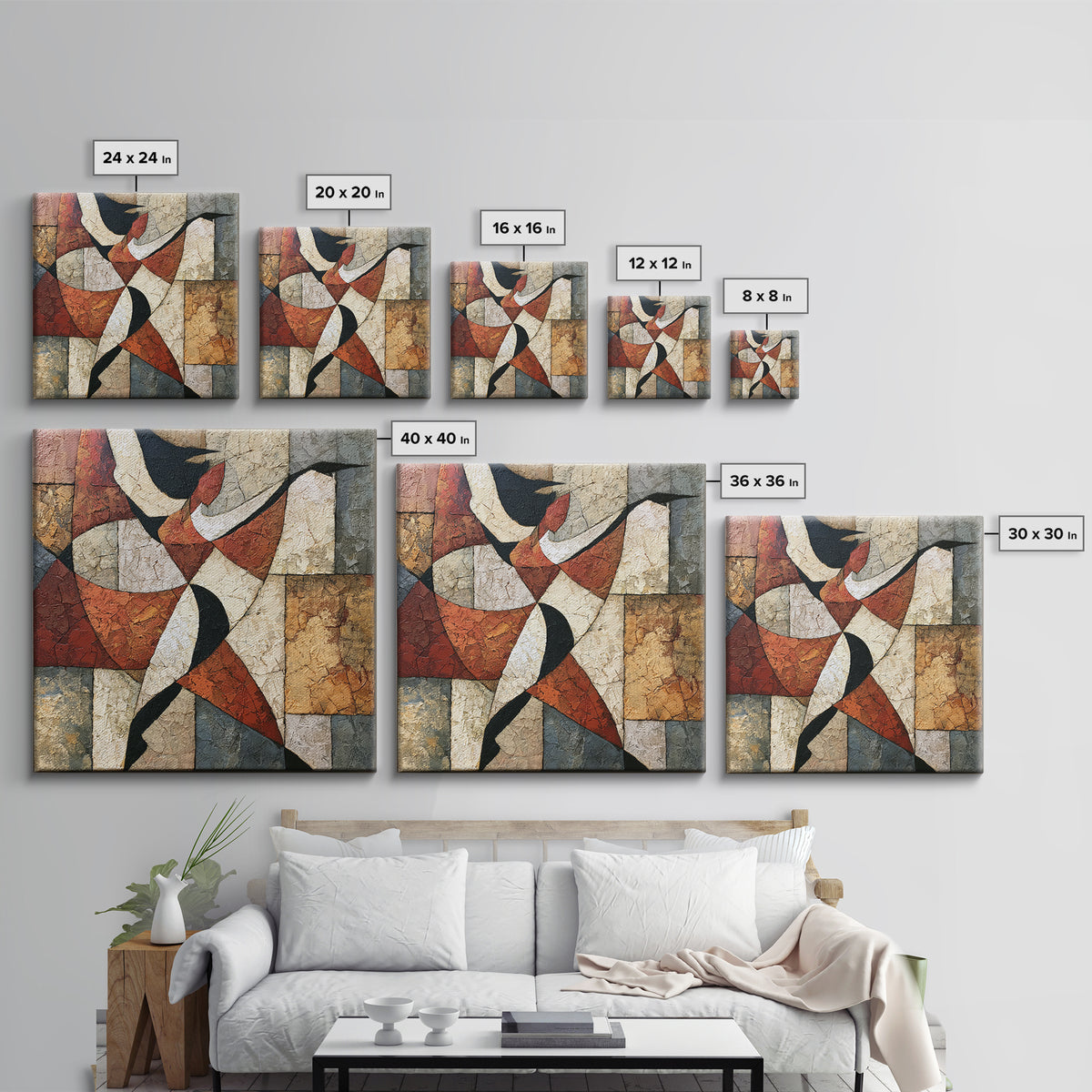 Dancer Figure Fractured into Vibrant Movement Canvas Print, Expressionist Art, Digital Art, Living Room Decor, Expression, EXP-1x1-28