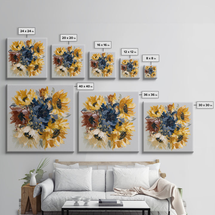 Sunflowers Twisting in Intense Painted Energy Canvas Print, Expressionist Art, Gallery Decor, Living Room Decor, Expression, EXP-1x1-32