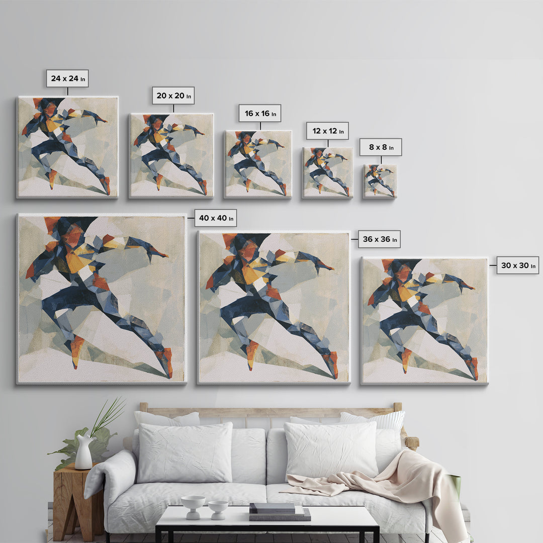 Dancer Figure Fractured into Vibrant Movement Canvas Print, Expressionist Art, Home Decor, Living Room Decor, Expression, EXP-1x1-4