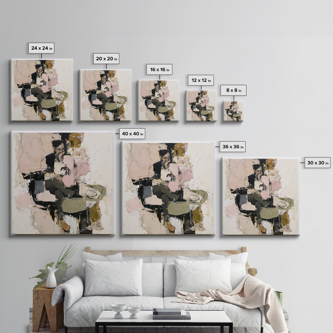 Seated Figure with Raw Gestural Outlines Canvas Print, Expressionist Art, Colorful Wall Art, Living Room Decor, Expression, EXP-1x1-55