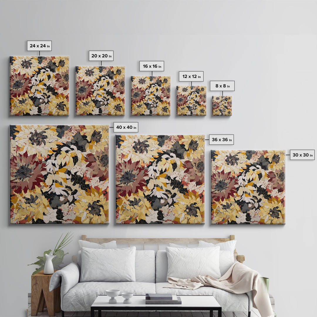 Sunflowers Twisting in Intense Painted Energy Canvas Print, Expressionist Art, Large Wall Art, Living Room Decor, Expression, EXP-1x1-56