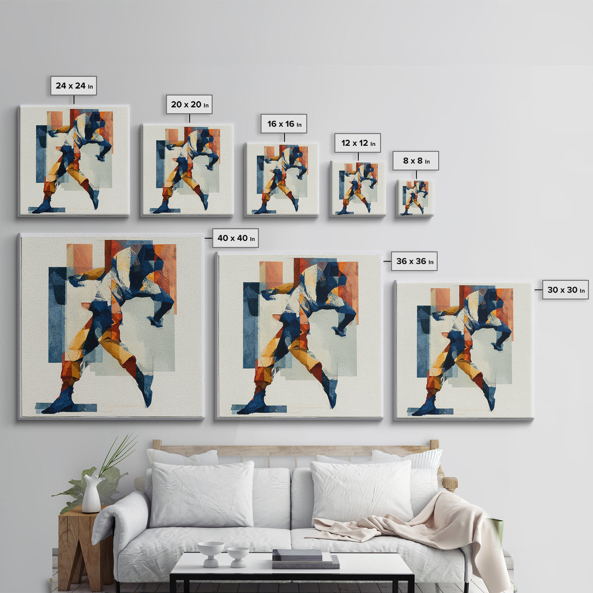 Dancer Figure Fractured into Vibrant Movement Canvas Print, Expressionist Art, Modern Art, Living Room Decor, Oil Painting, EXP-1x1-76