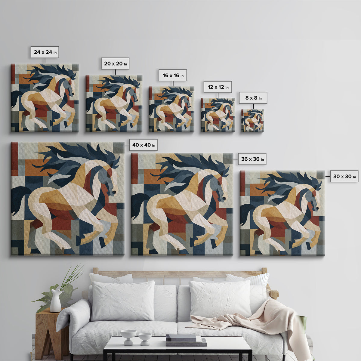 Expressionist Horse in Motion with Wild Mane Canvas Print, Expressionist Art, Boho Decor, Living Room Decor, Oil Painting, EXP-1x1-82