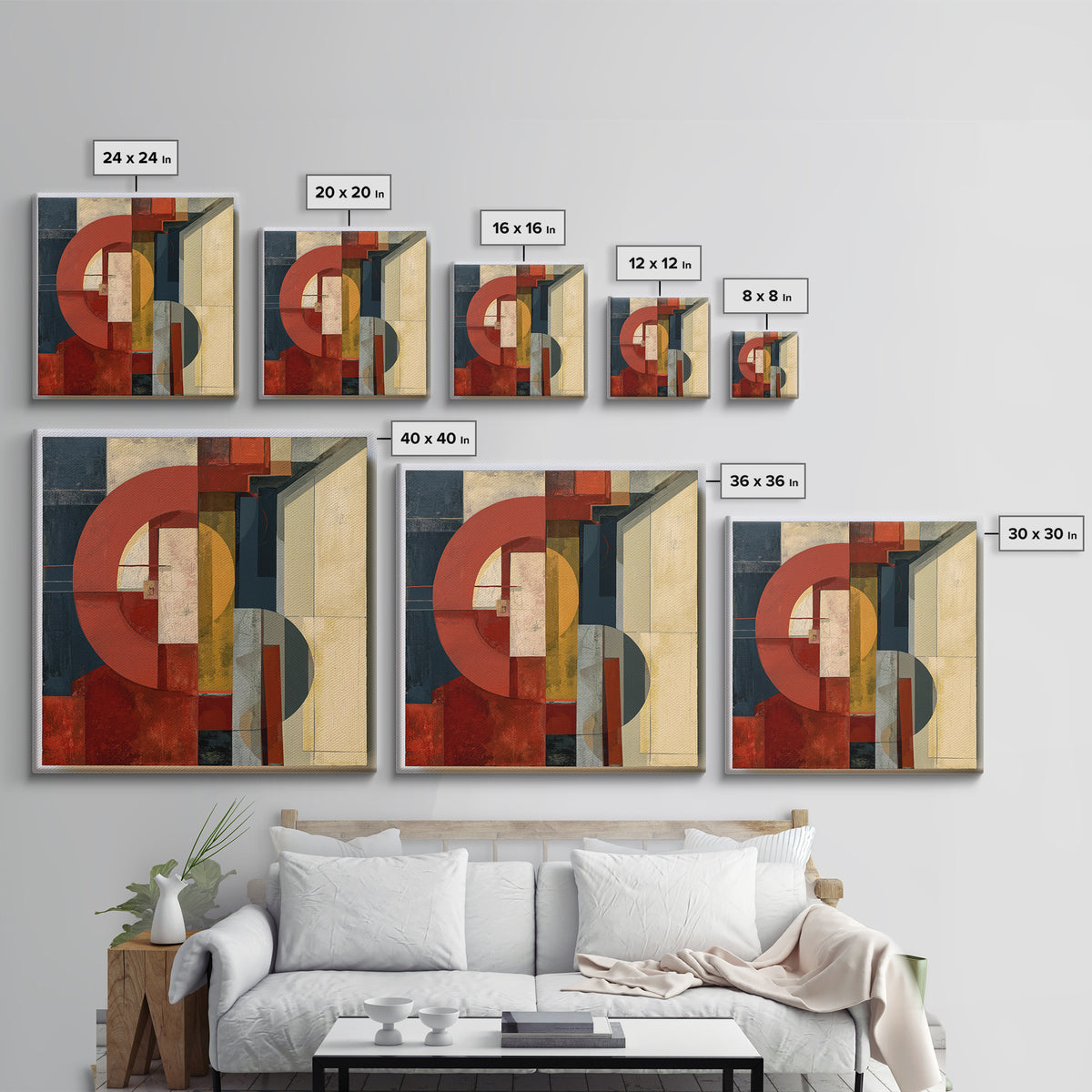 Red Room Interior Abstraction Without Realistic Furniture Canvas Print, Expressionist Art, Room Decor, Living Room Decor, EXP-1x1-91