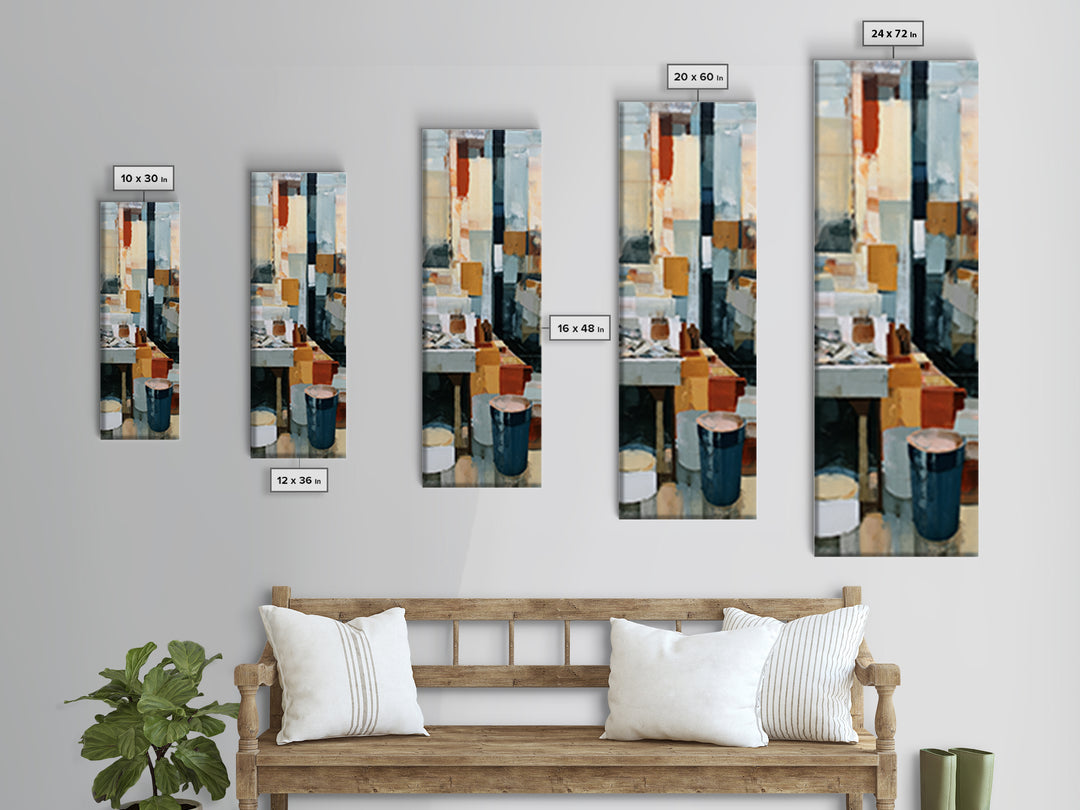 Fish Market Scene Canvas Print, Expressionist Art, Modern Art, Living Room Decor, Abstract Art, Expression, Wall Art, EXP-1x3-10