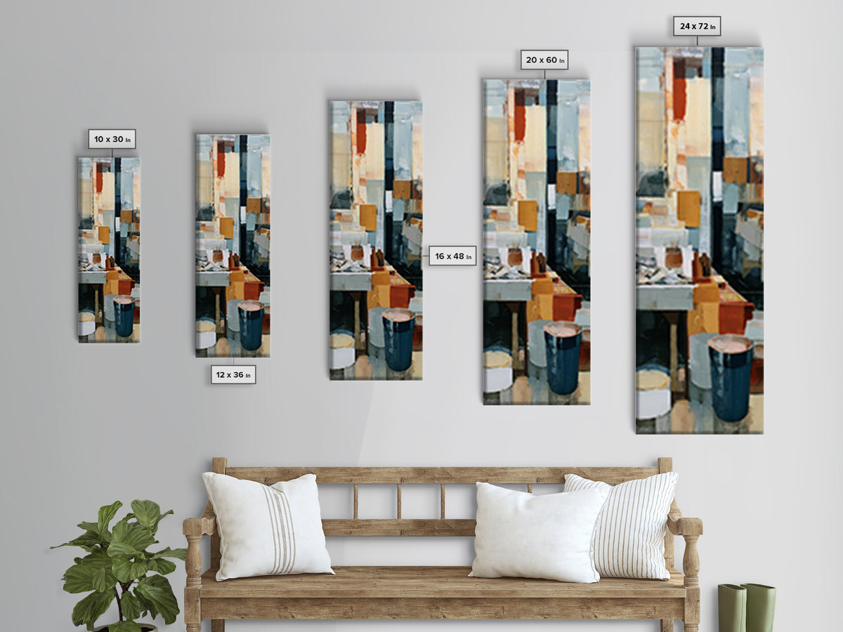 Fish Market Scene Canvas Print, Expressionist Art, Modern Art, Living Room Decor, Abstract Art, Expression, Wall Art, EXP-1x3-10