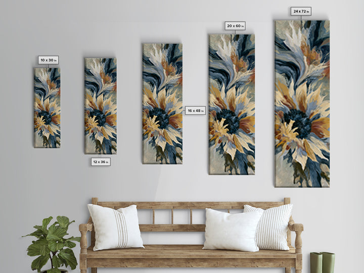 Sunflowers Twisting in Intense Painted Energy Framed Canvas Print, Expressionist Art, Art, Living Room Decor, Expression, EXP-1x3-20