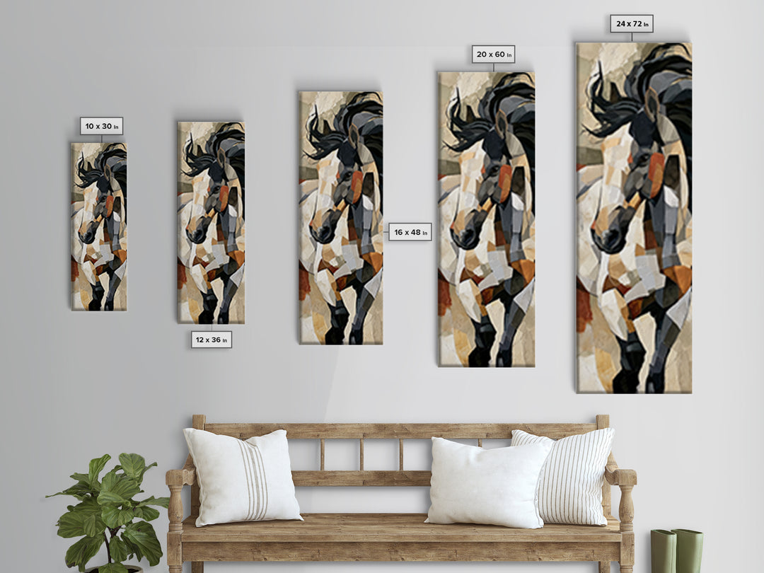 Expressionist Horse in Motion with Wild Mane Canvas Print, Expressionist Art, Minimalist Wall Art, Living Room Decor, EXP-1x3-22