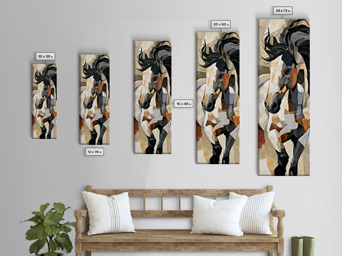 Expressionist Horse in Motion with Wild Mane Canvas Print, Expressionist Art, Minimalist Wall Art, Living Room Decor, EXP-1x3-22