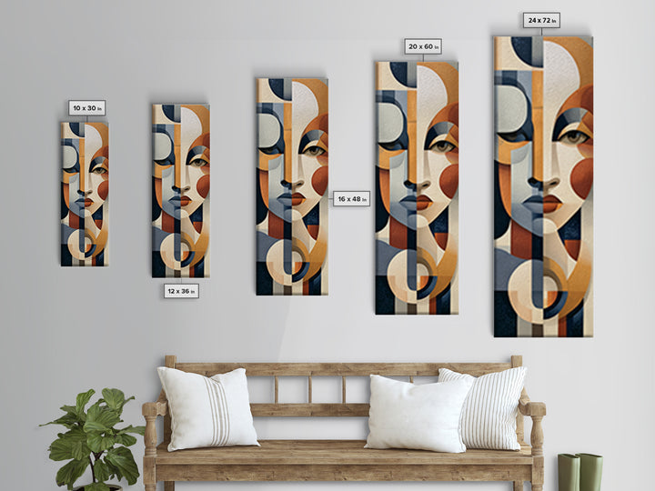 Abstract Face Split by Contrasting Emotions Canvas Print, Expressionist Art, Canvas Art, Living Room Decor, Expression, EXP-1x3-23