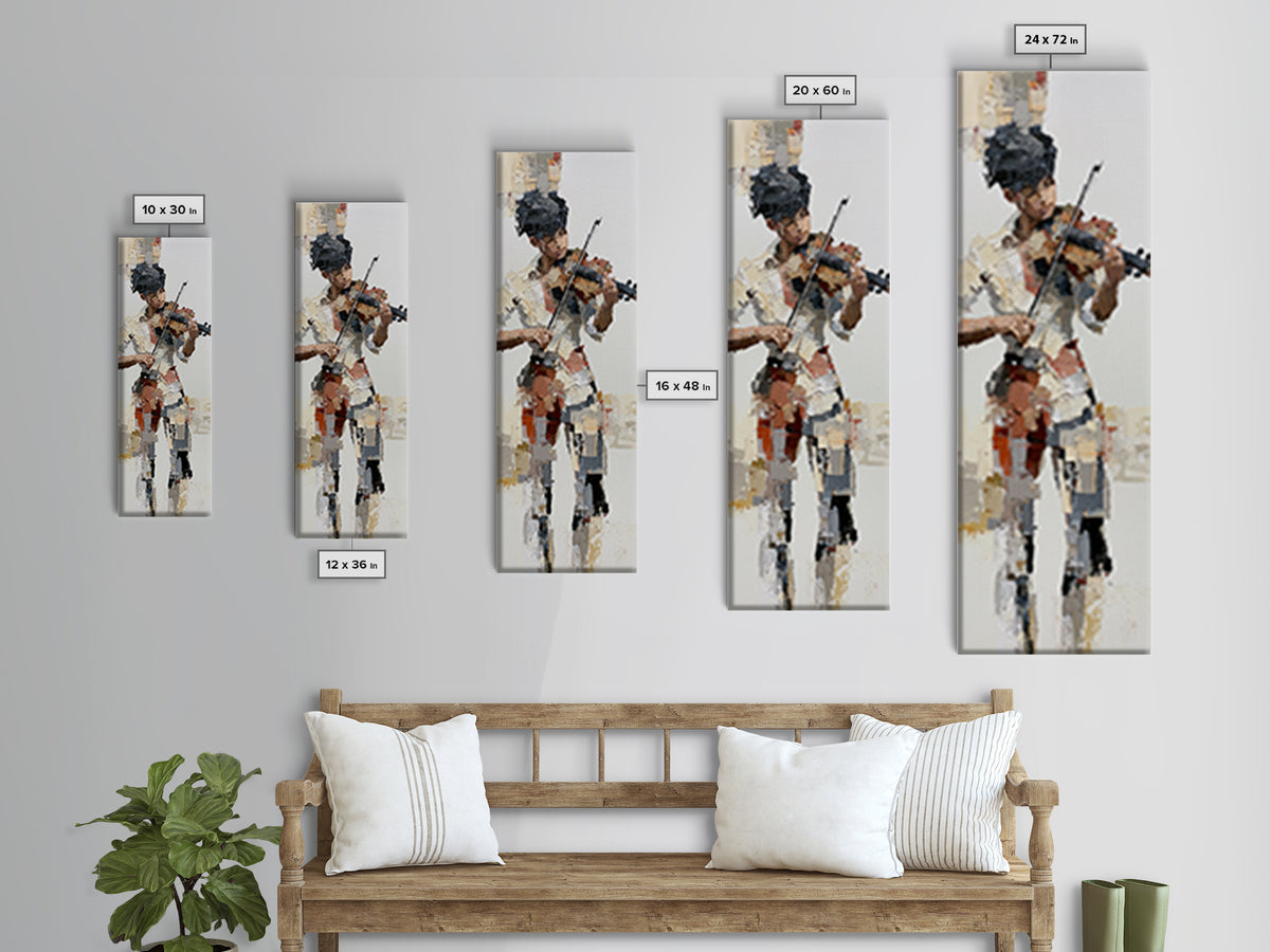 Violinist Painted in Electric Brush Marks Canvas Print, Expressionist Art, Digital Wall Art, Living Room Decor, Expression, EXP-1x3-25
