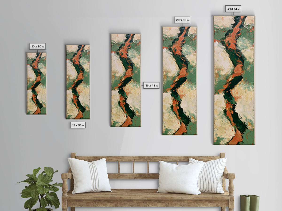 Garden Path with Thick Green and Orange Canvas Print, Expressionist Art, Fine Art Print, Living Room Decor, Expression, EXP-1x3-50