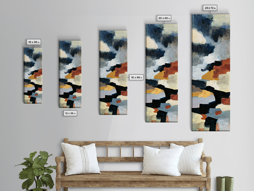 Storm Clouds Above Sharp Black Rooftops Canvas Print, Expressionist Art, Moody Wall Art, Living Room Decor, Abstract Art, EXP-1x3-51