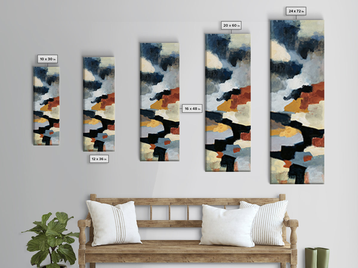 Storm Clouds Above Sharp Black Rooftops Canvas Print, Expressionist Art, Moody Wall Art, Living Room Decor, Abstract Art, EXP-1x3-51