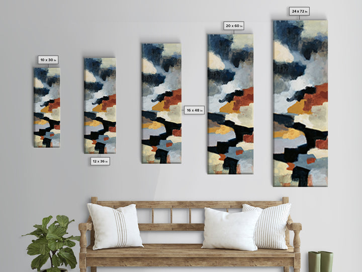 Storm Clouds Above Sharp Black Rooftops Canvas Print, Expressionist Art, Moody Wall Art, Living Room Decor, Abstract Art, EXP-1x3-51
