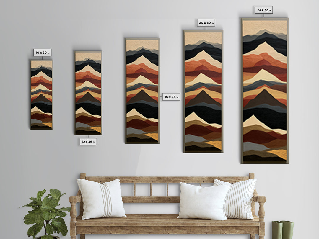 Mountain Landscape in Vibrating Color Bands Canvas Print, Expressionist Art, Unique Wall Art, Living Room Decor, Expression, EXP-1x3-81