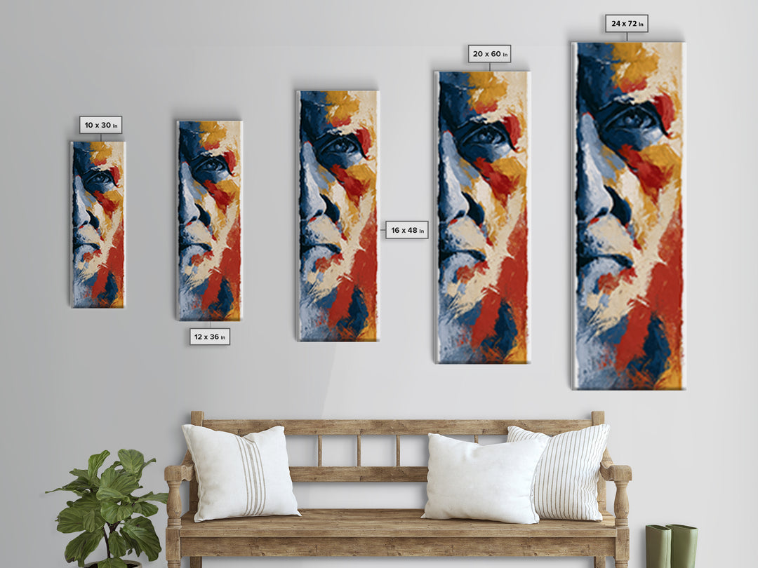 Emotional Portrait with Bold Red and Blue Canvas Print, Expressionist Art, Contemporary Art, Living Room Decor, Expression, EXP-1x3-86