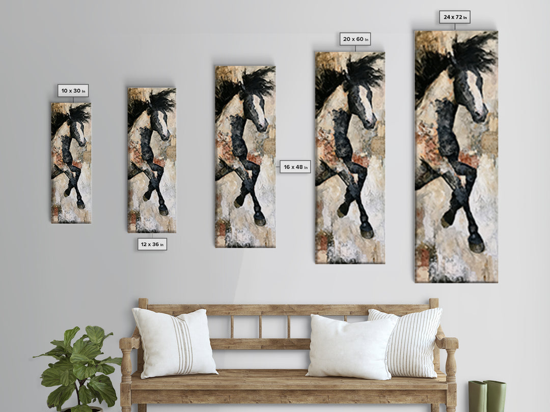 Expressionist Horse in Motion with Wild Mane Canvas Print, Expressionist Art, Room Decor, Living Room Decor, Expression, EXP-1x3-94