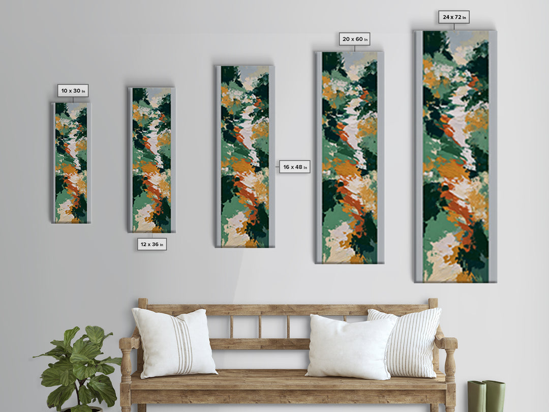 Garden Path with Thick Green and Orange Canvas Print, Expressionist Art, Textured Painting, Living Room Decor, Expression, EXP-1x3-98