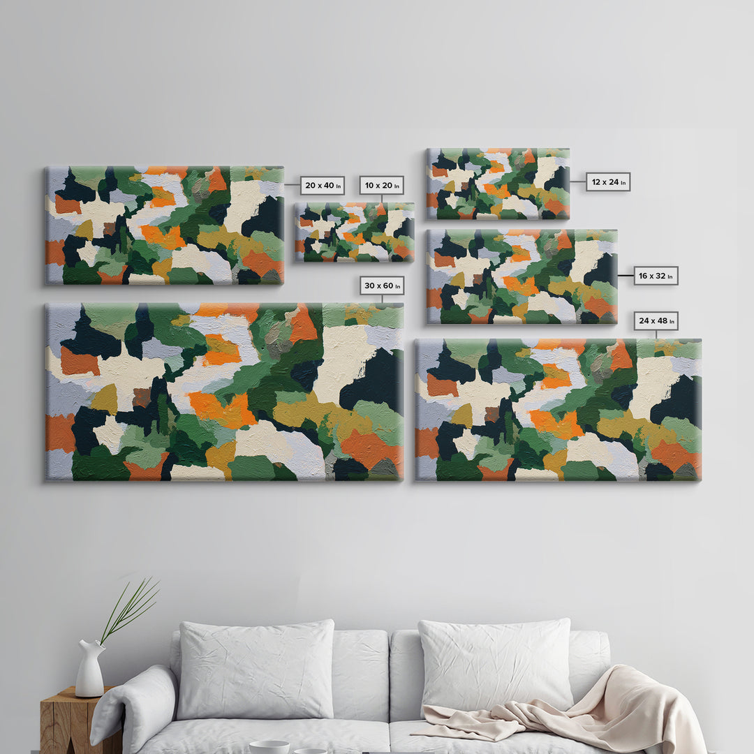 Garden Path with Thick Green and Orange Canvas Print, Expressionist Art, Contemporary Art, Living Room Decor, Expression, EXP-2x1-10