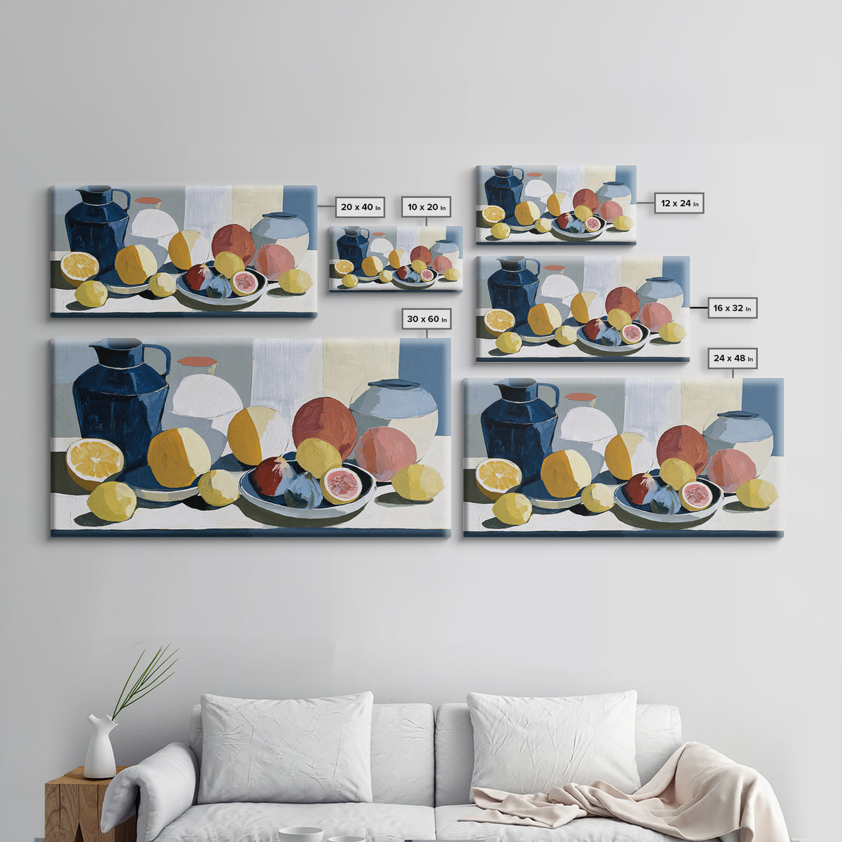 Bold Still Life of Fruit Framed Canvas Print, Expressionist Art, Digital Prints, Living Room Decor, Abstract Art, Expression, EXP-2x1-13