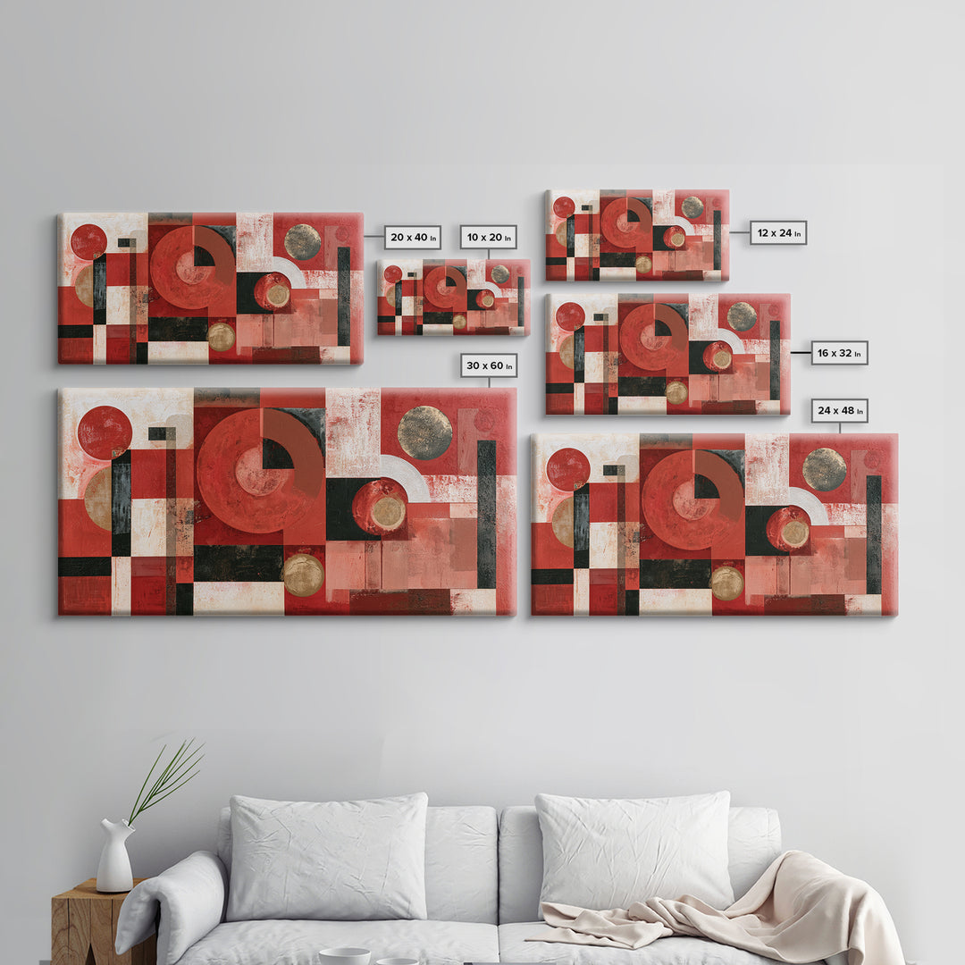 Red Room Interior Abstraction Without Realistic Furniture Canvas Print, Expressionist Art, Living Room Decor, Expression, EXP-2x1-15