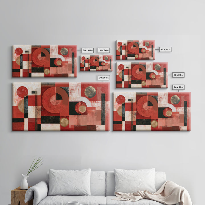 Red Room Interior Abstraction Without Realistic Furniture Canvas Print, Expressionist Art, Living Room Decor, Expression, EXP-2x1-15