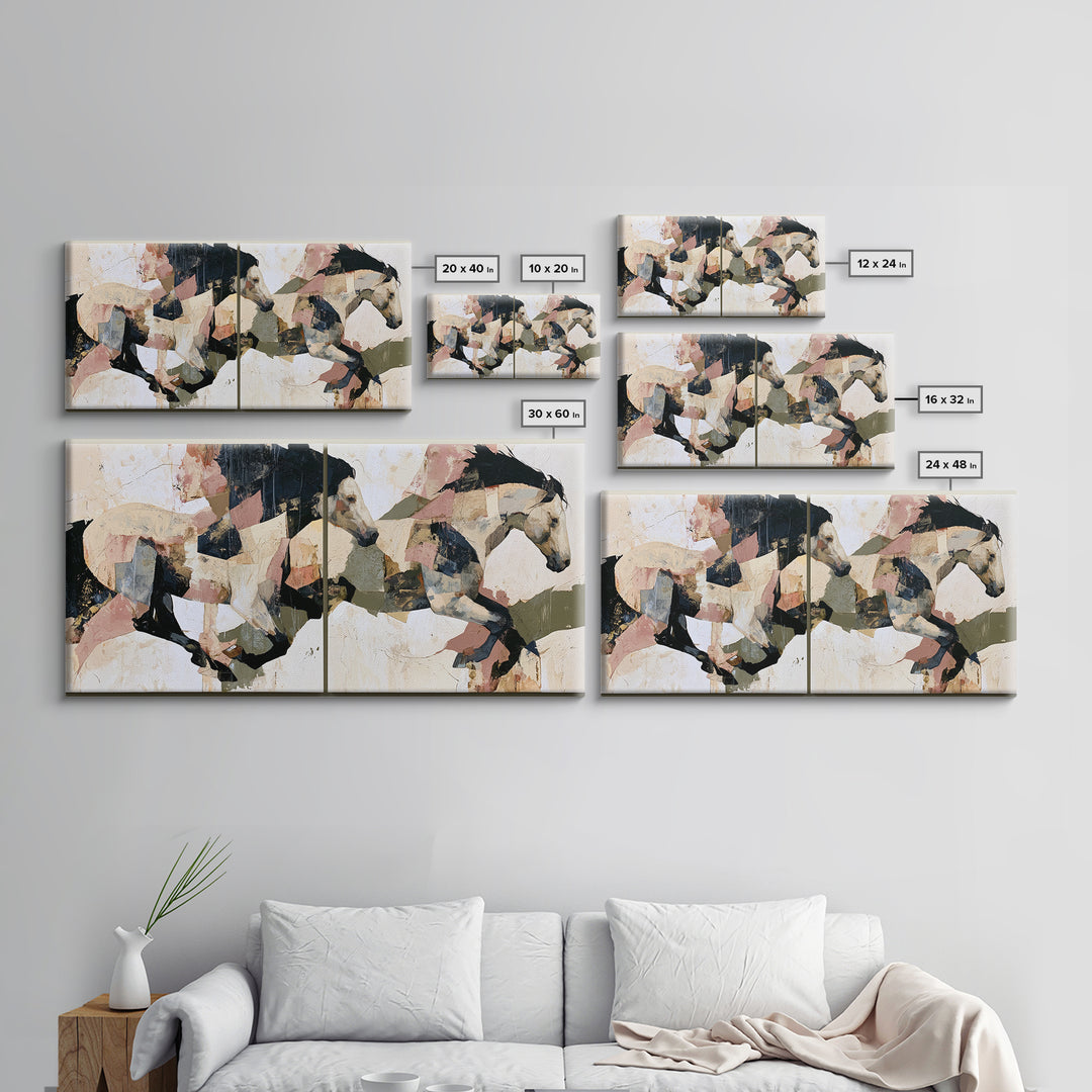 Expressionist Horse in Motion with Wild Mane Canvas Print, Expressionist Art, Minimalist Decor, Living Room Decor, Expression, EXP-2x1-30