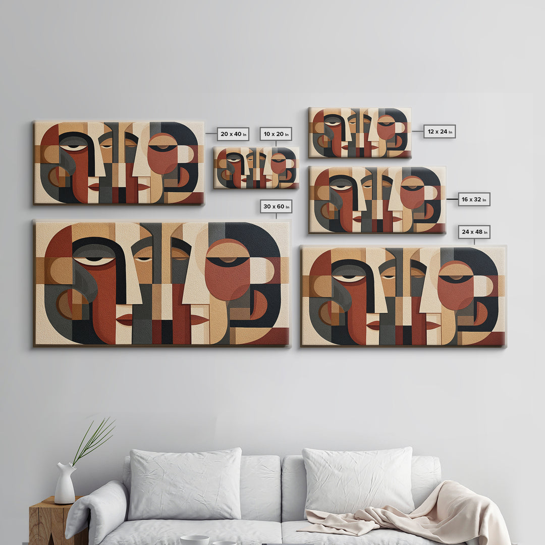 Abstract Face Split by Contrasting Emotions Canvas Print, Expressionist Art, Large Wall Art, Living Room Decor, Expression, EXP-2x1-31