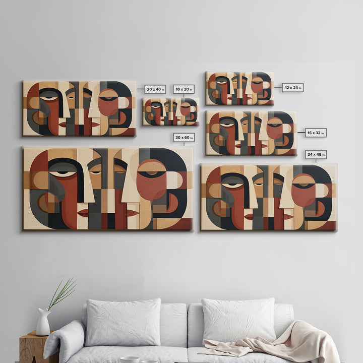 Abstract Face Split by Contrasting Emotions Canvas Print, Expressionist Art, Large Wall Art, Living Room Decor, Expression, EXP-2x1-31
