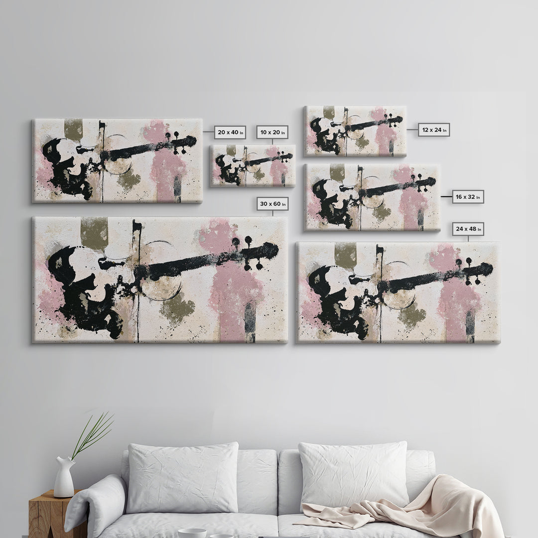 Violinist Painted in Electric Brush Marks Framed Canvas Print, Expressionist Art, Painting, Living Room Decor, Expression, EXP-2x1-33