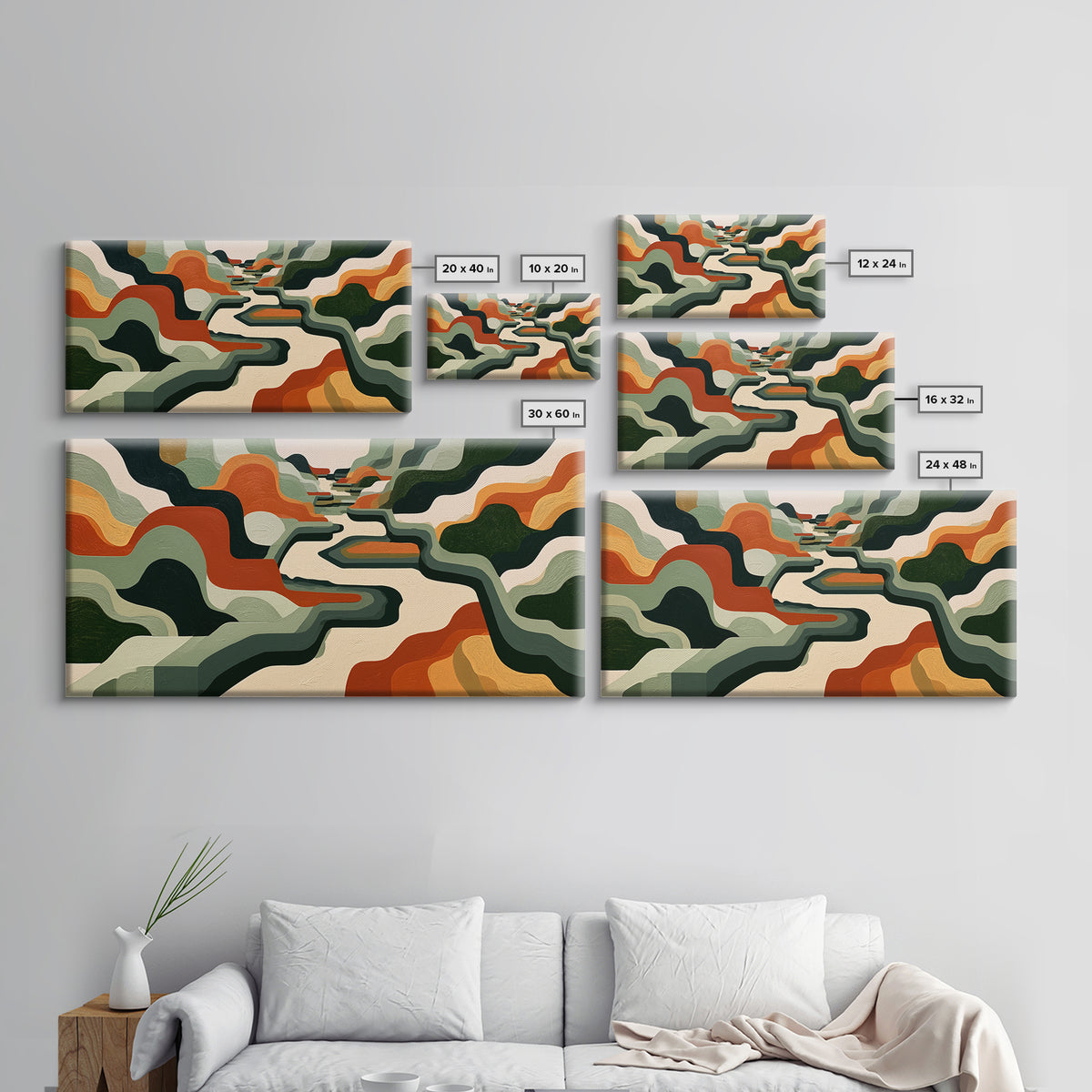 Garden Path with Thick Green and Orange Canvas Print, Expressionist Art, Contemporary Art, Living Room Decor, Expression, EXP-2x1-34
