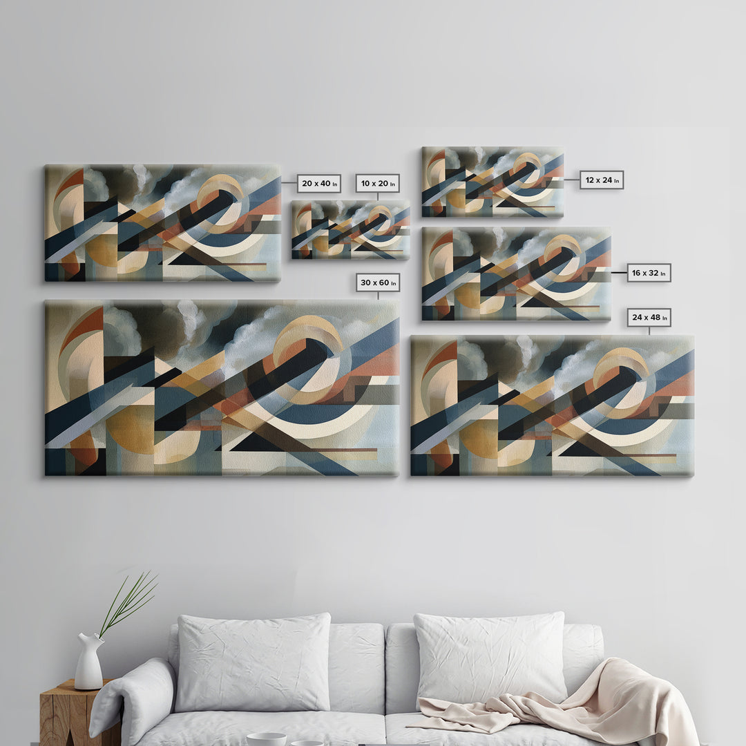 Storm Clouds Above Sharp Black Rooftops Framed Canvas Print, Expressionist Art, Wall Art, Living Room Decor, Oil Painting, EXP-2x1-35