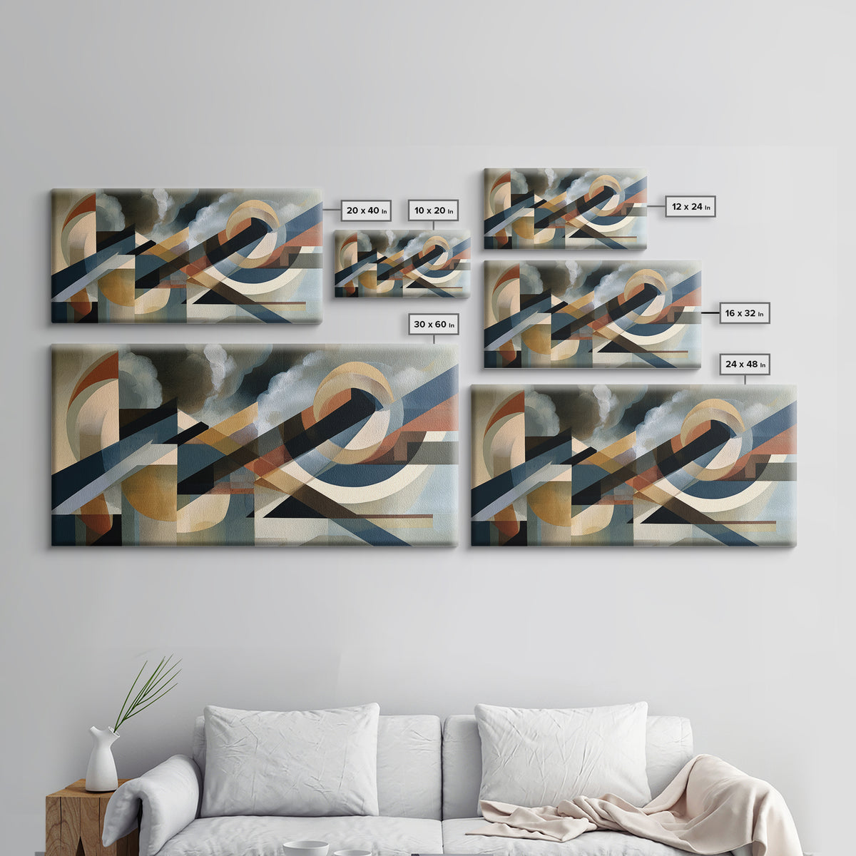 Storm Clouds Above Sharp Black Rooftops Framed Canvas Print, Expressionist Art, Wall Art, Living Room Decor, Oil Painting, EXP-2x1-35