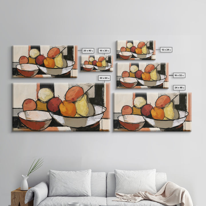 Bold Still Life of Fruit Framed Canvas Print, Expressionist Art, Digital Prints, Living Room Decor, Abstract Art, Expression, EXP-2x1-37