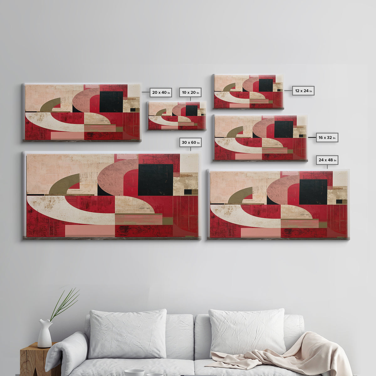 Red Room Interior Abstraction Without Realistic Furniture Canvas Print, Expressionist Art, Digital Art, Living Room Decor, EXP-2x1-39