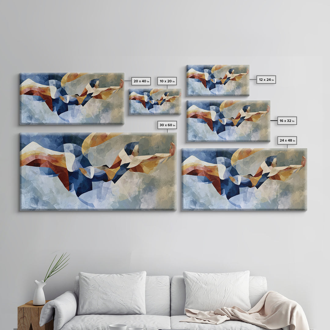 Dancer Figure Fractured into Vibrant Movement Canvas Print, Expressionist Art, Painting, Living Room Decor, Expression, EXP-2x1-48