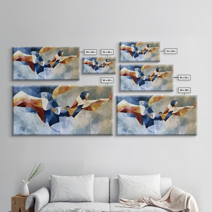 Dancer Figure Fractured into Vibrant Movement Canvas Print, Expressionist Art, Painting, Living Room Decor, Expression, EXP-2x1-48