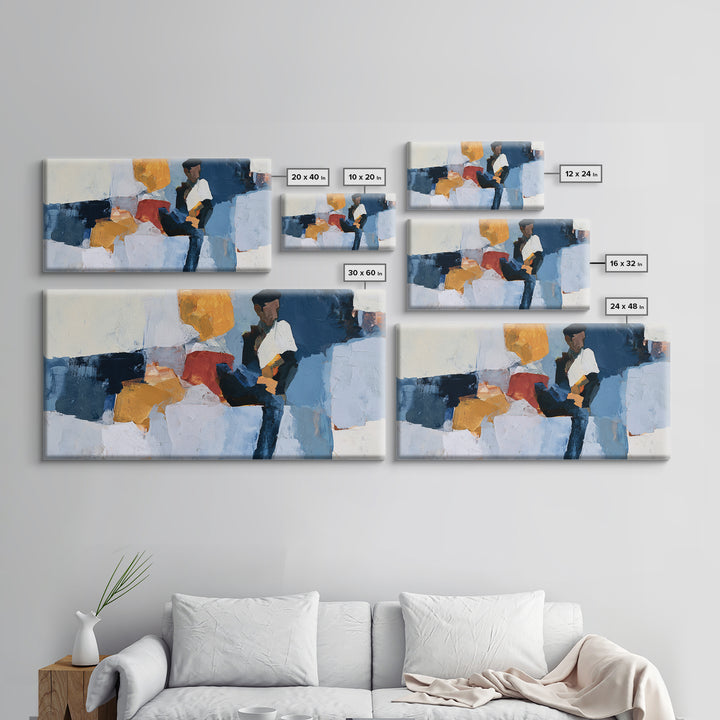 Seated Figure with Raw Gestural Outlines Framed Canvas Print, Expressionist Art, Living Room Decor, Fine Art, Expression, EXP-2x1-51