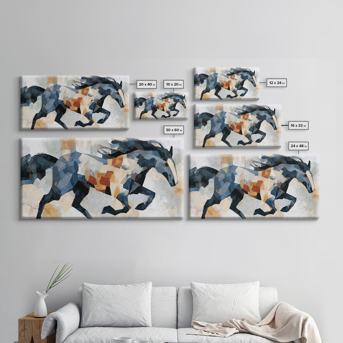 Expressionist Horse in Motion with Wild Mane Canvas Print, Expressionist Art, Painting, Living Room Decor, Fine Art, Expression, EXP-2x1-54