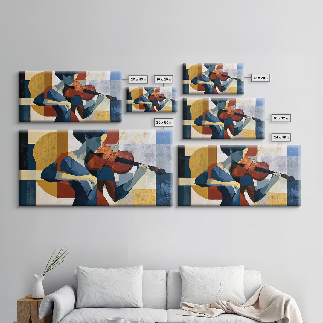 Violinist Painted in Electric Brush Marks Canvas Print, Expressionist Art, Digital Wall Art, Living Room Decor, Expression, EXP-2x1-57