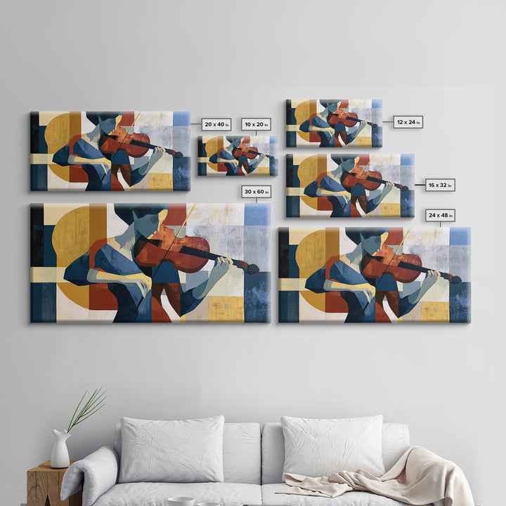 Violinist Painted in Electric Brush Marks Canvas Print, Expressionist Art, Digital Wall Art, Living Room Decor, Expression, EXP-2x1-57