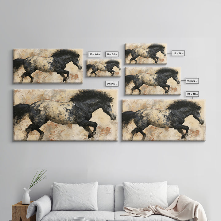 Expressionist Horse in Motion with Wild Mane Canvas Print, Expressionist Art, Minimalist Decor, Living Room Decor, Expression, EXP-2x1-6