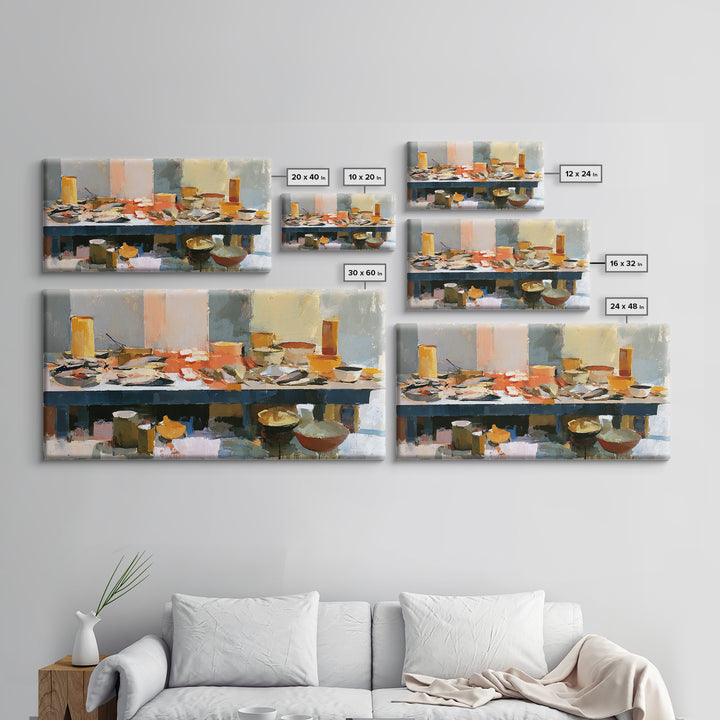 Fish Market Scene Canvas Print, Expressionist Art, Home Decor, Living Room Decor, Abstract Art, Expression, Canvas Art, EXP-2x1-66