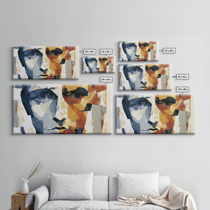 Abstract Face Split by Contrasting Emotions Canvas Print, Expressionist Art, Digital Prints, Living Room Decor, Expression, EXP-2x1-7